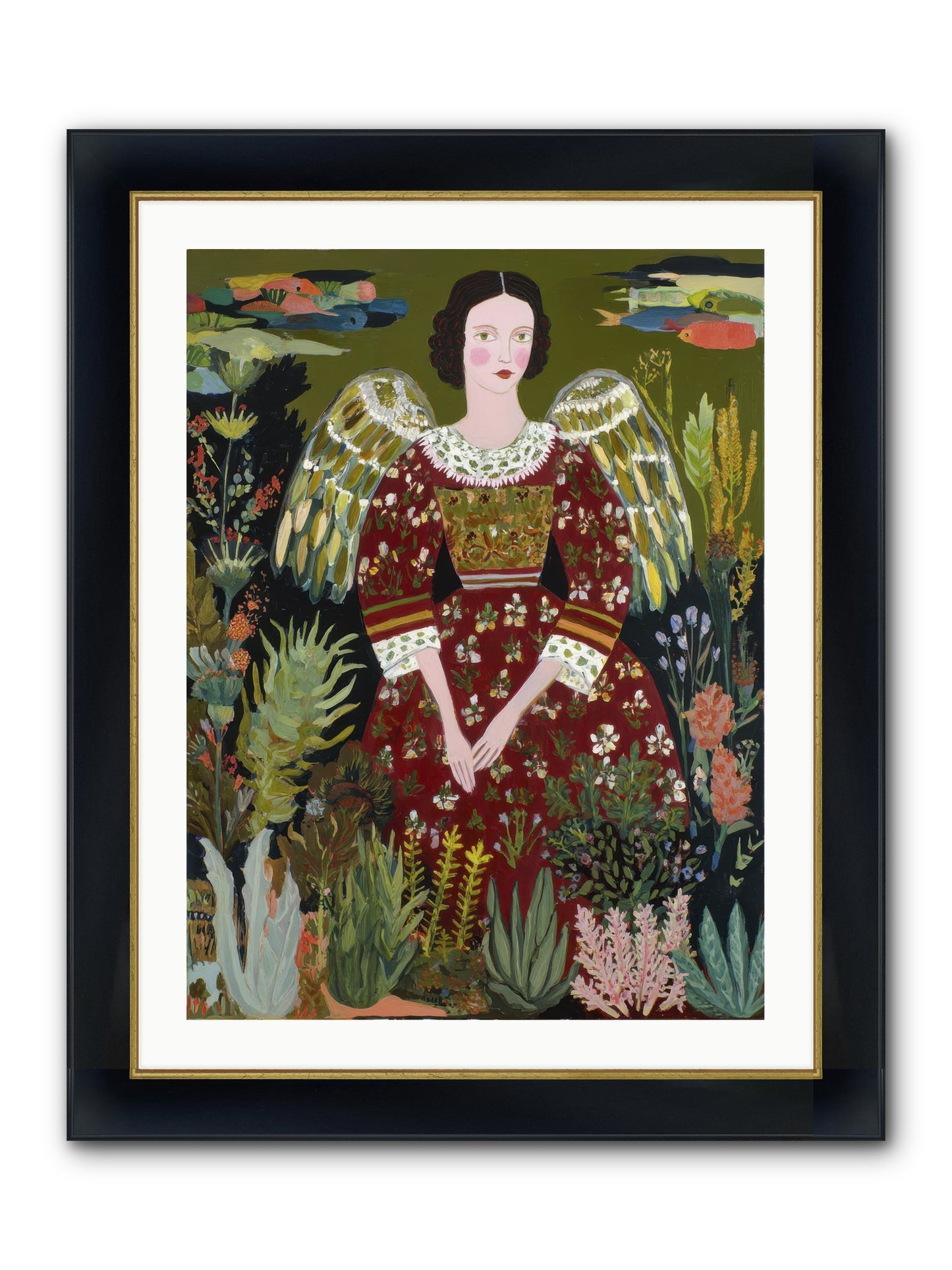 Meadow’s Grace Angel Framed Print - Wide Black w/Gold 24x32