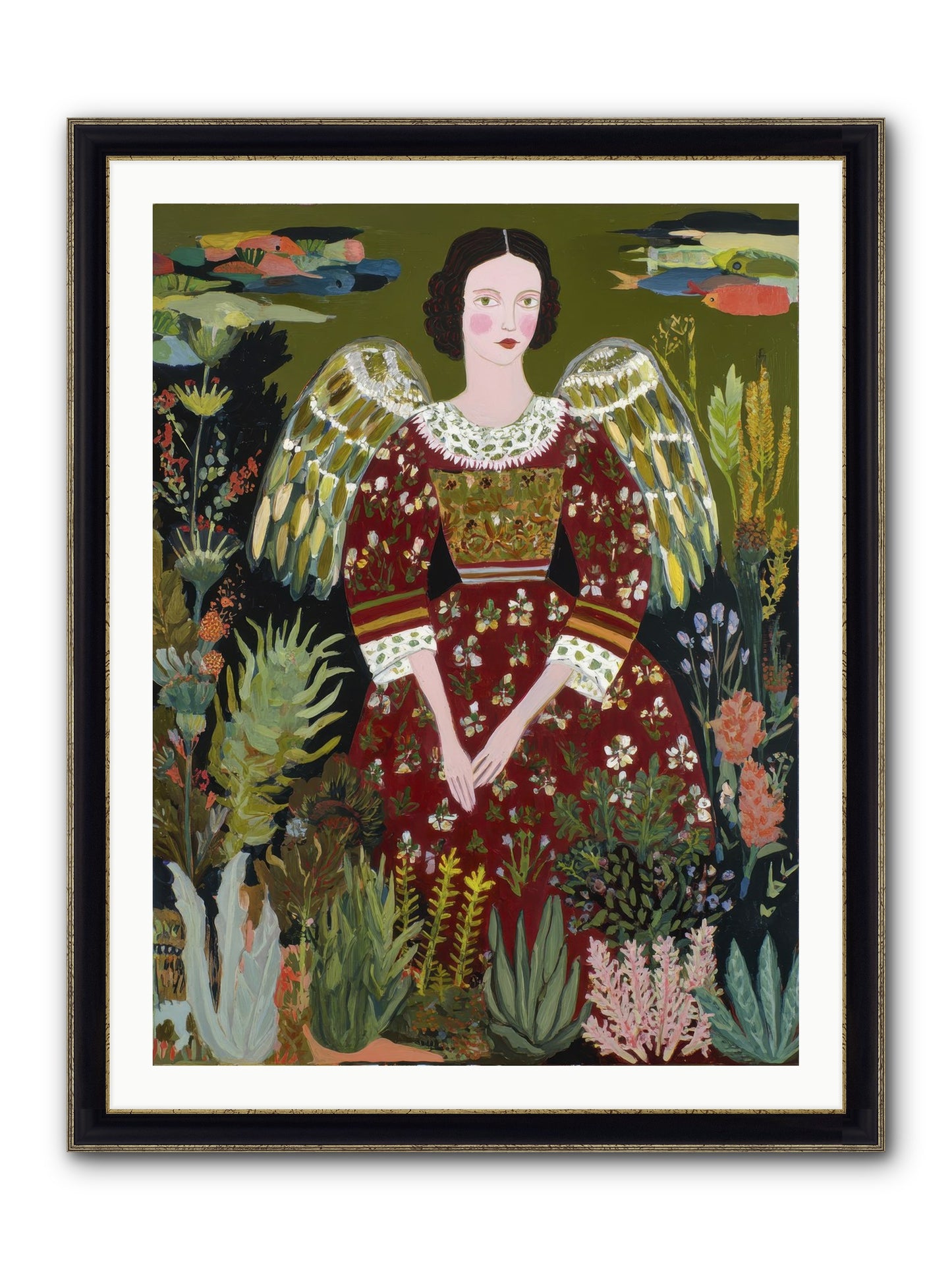 Meadow’s Grace Angel Framed Print - Black & Gold 30x40