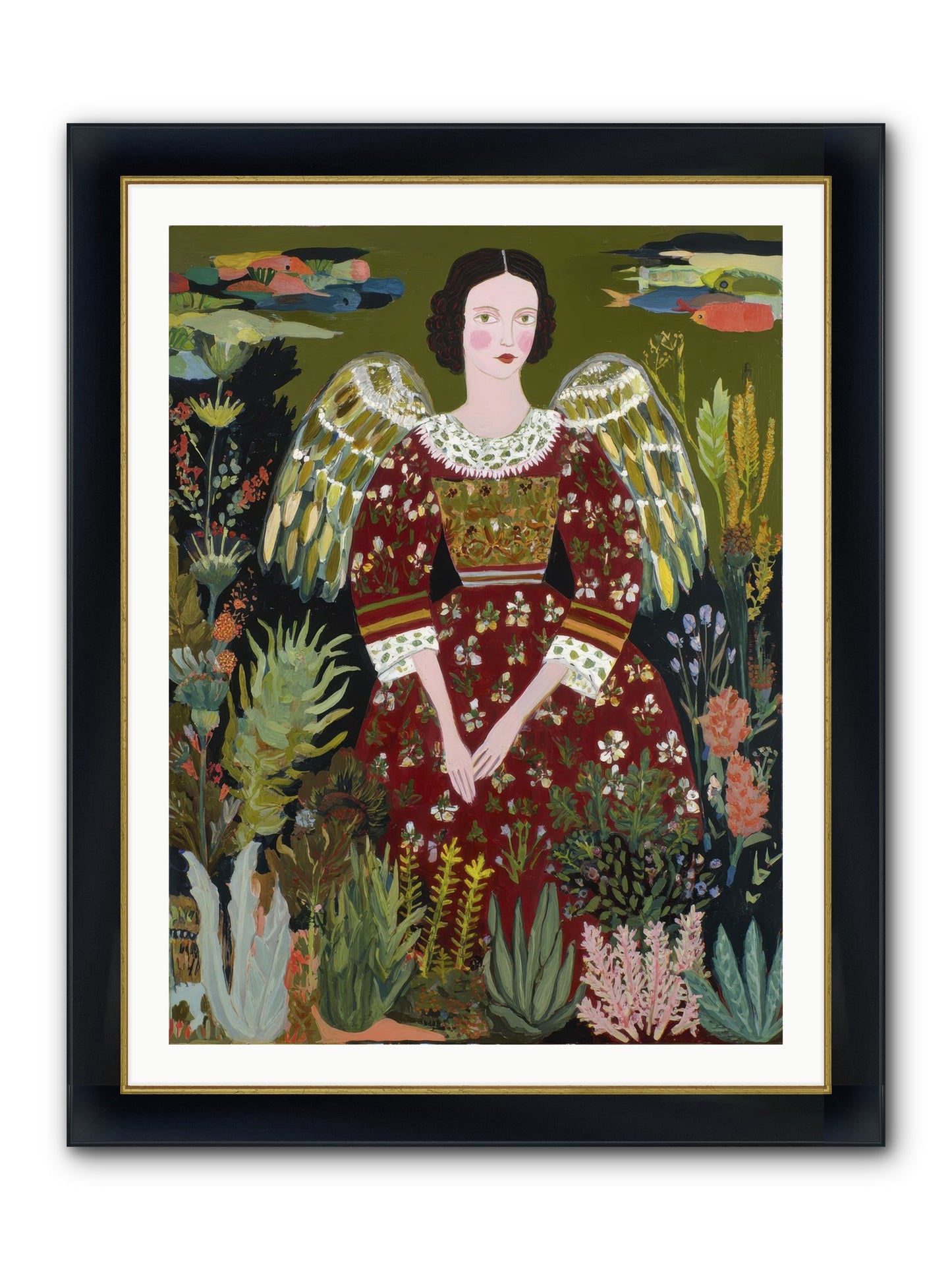 Meadow’s Grace Angel Framed Print - Wide Black w/Gold 30x40