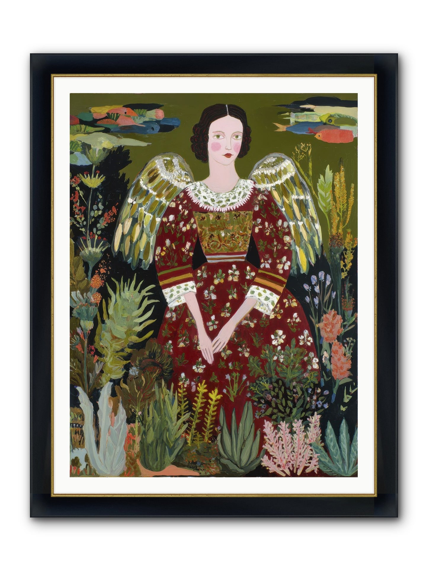 Meadow’s Grace Angel Framed Print - Wide Black w/Gold 36x48