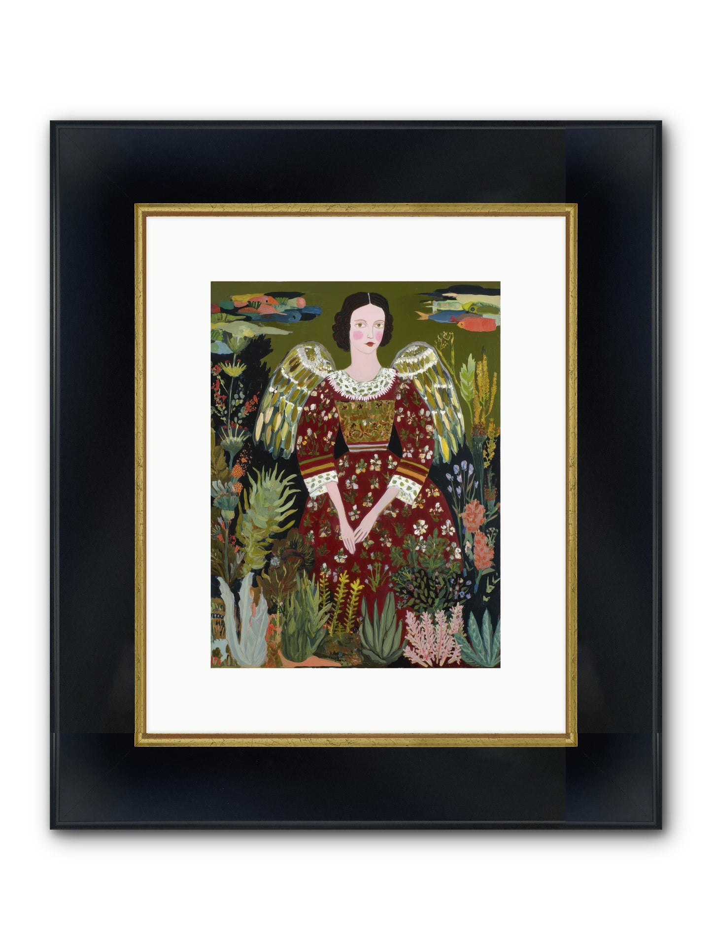 Meadow’s Grace Angel Framed Print - Wide Black w/Gold 9x12