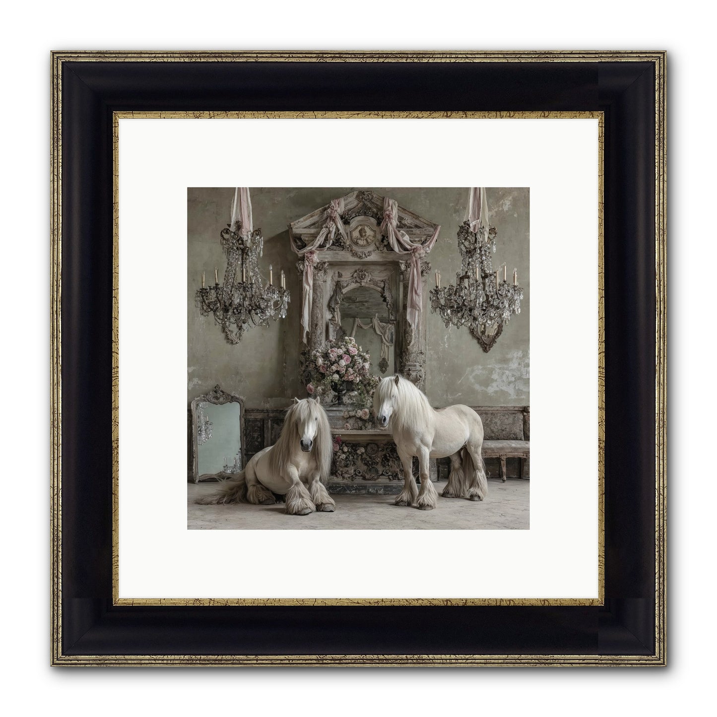 Meadowfield Etiquette Framed Print - Black & Gold 10x10
