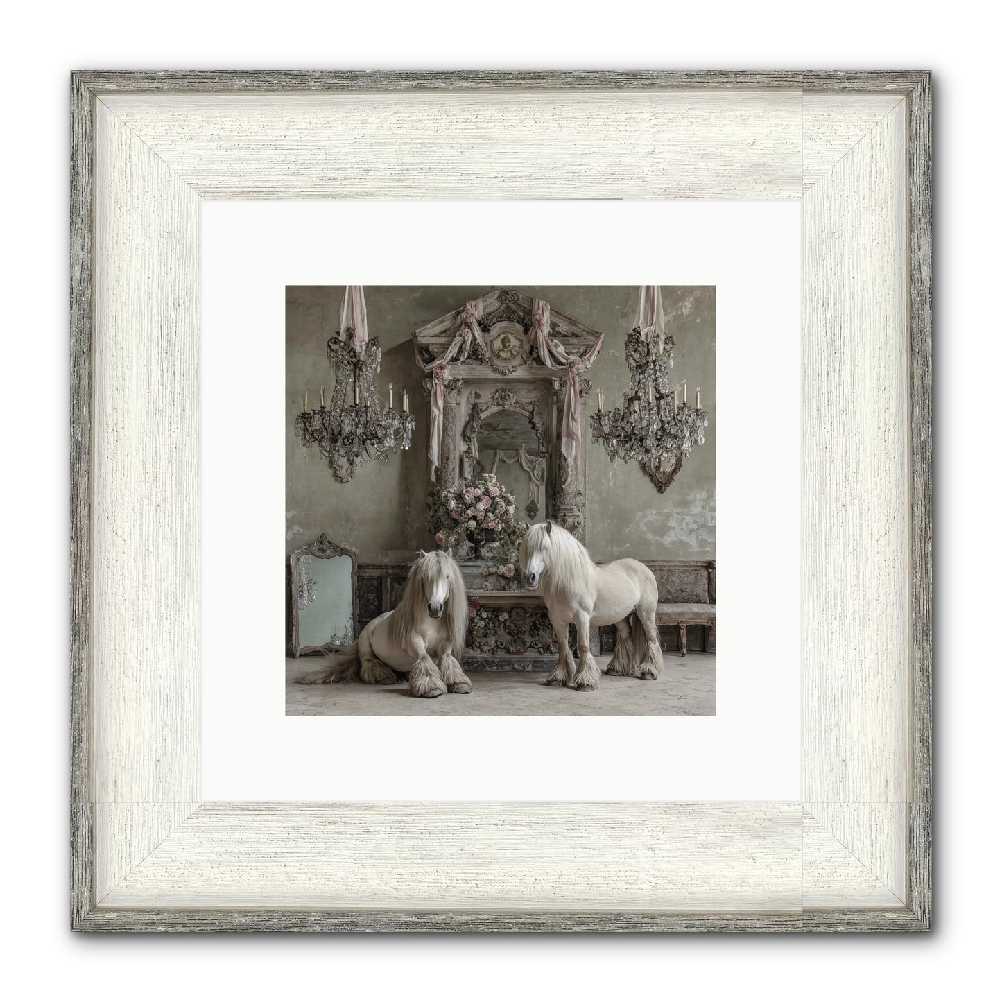 Meadowfield Etiquette Framed Print - Driftwood White 10x10