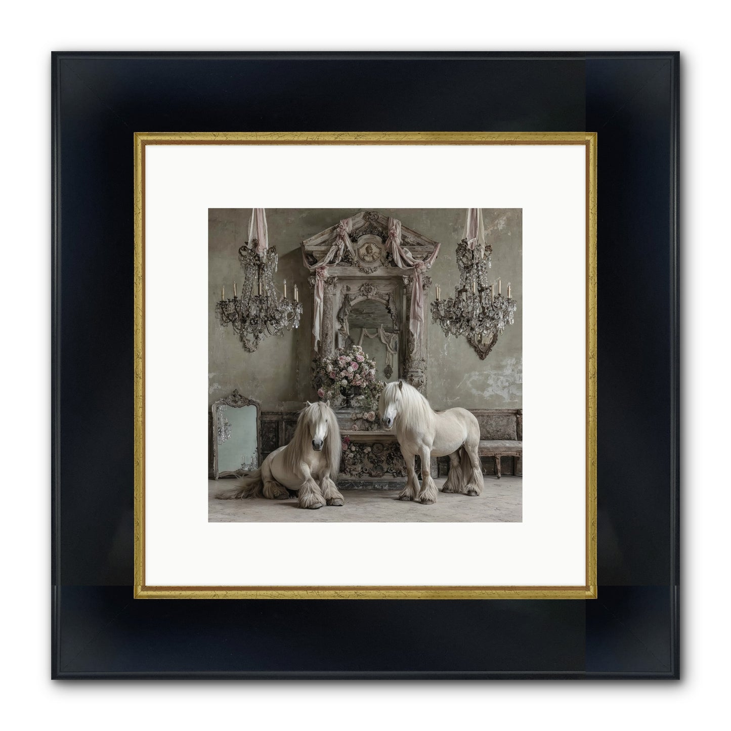 Meadowfield Etiquette Framed Print - Wide Black w/Gold 10x10