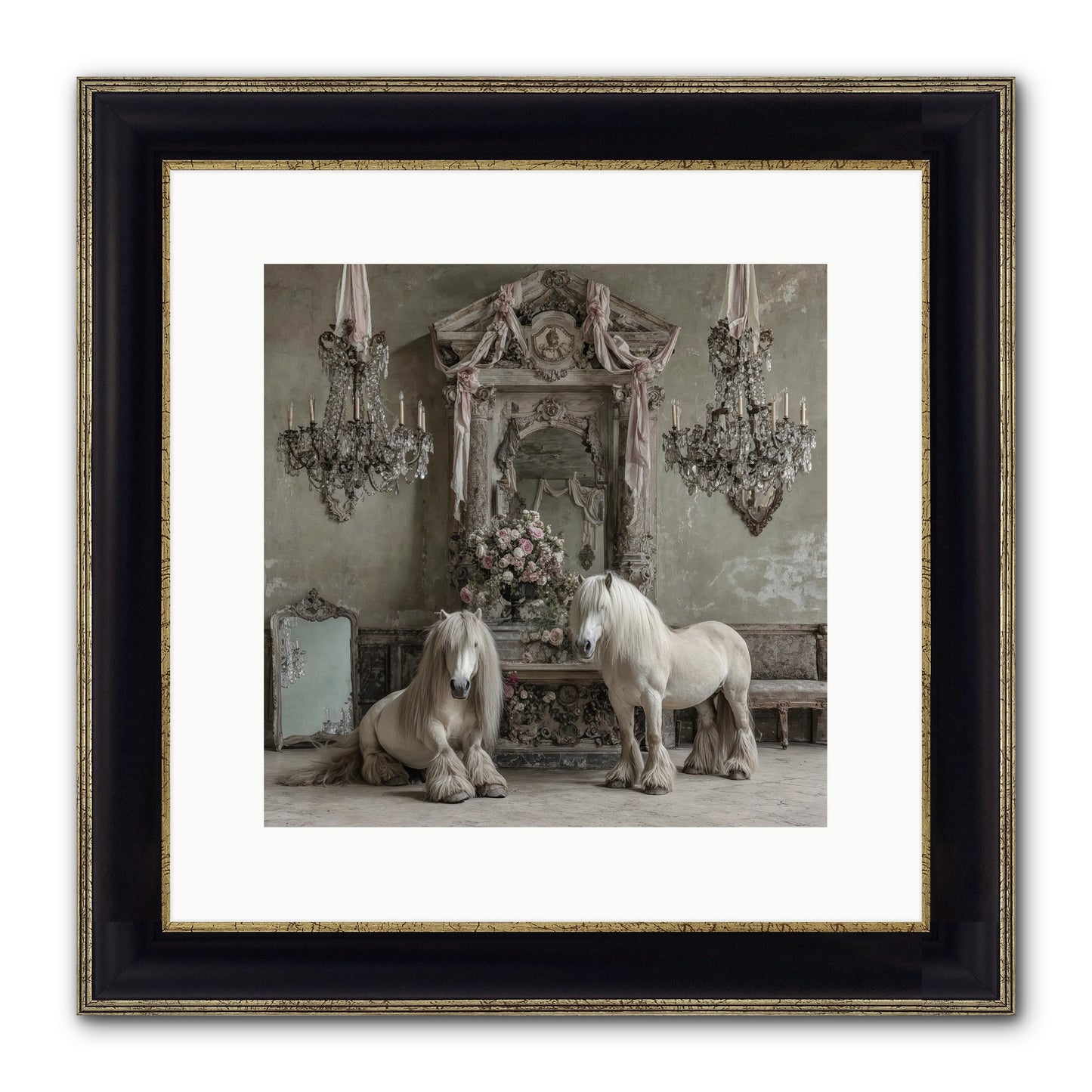 Meadowfield Etiquette Framed Print - Black & Gold 12x12