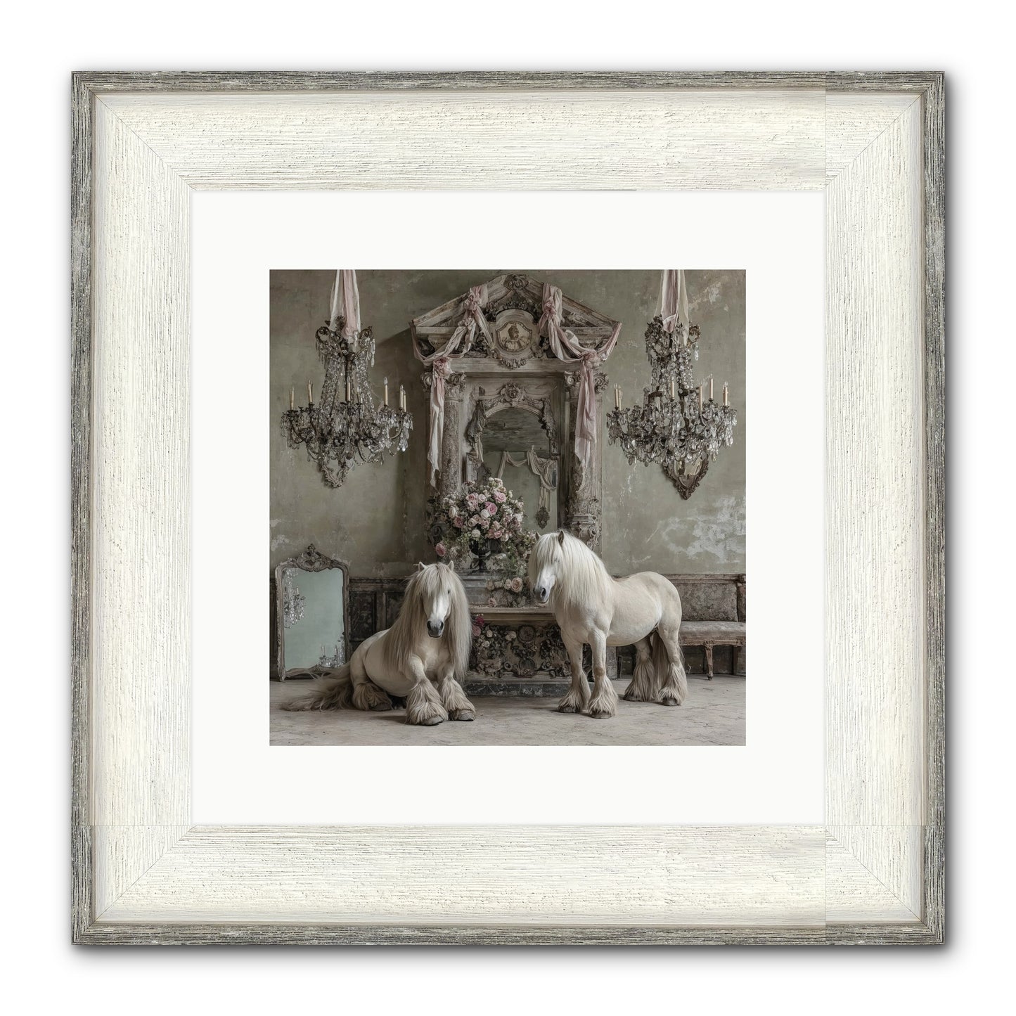 Meadowfield Etiquette Framed Print - Driftwood White 12x12