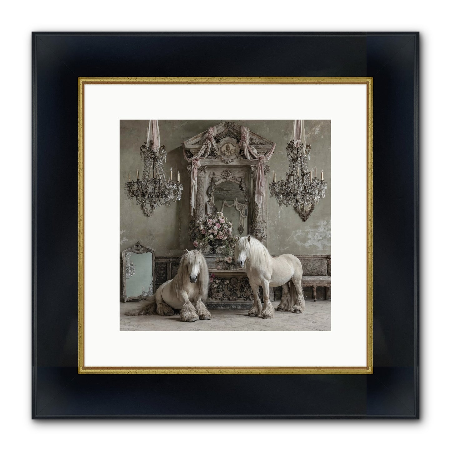 Meadowfield Etiquette Framed Print - Wide Black w/Gold 12x12