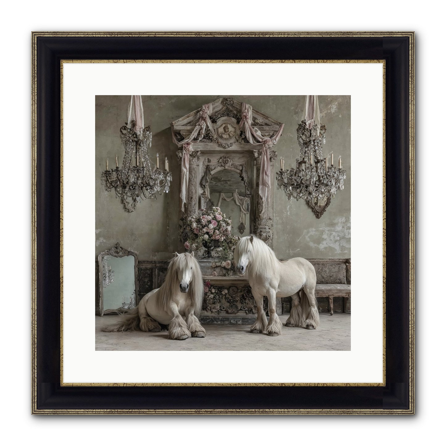 Meadowfield Etiquette Framed Print - Black & Gold 16x16