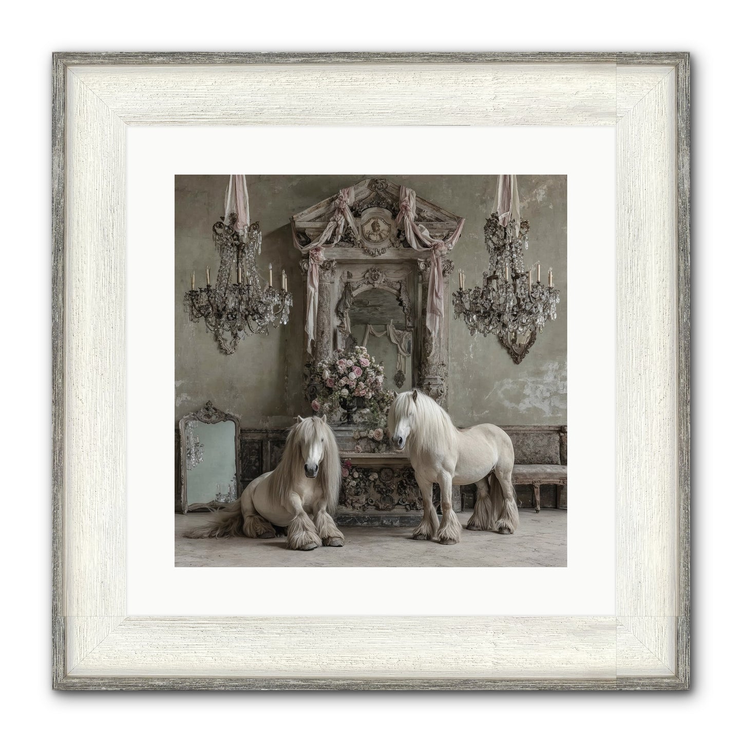 Meadowfield Etiquette Framed Print - Driftwood White 16x16