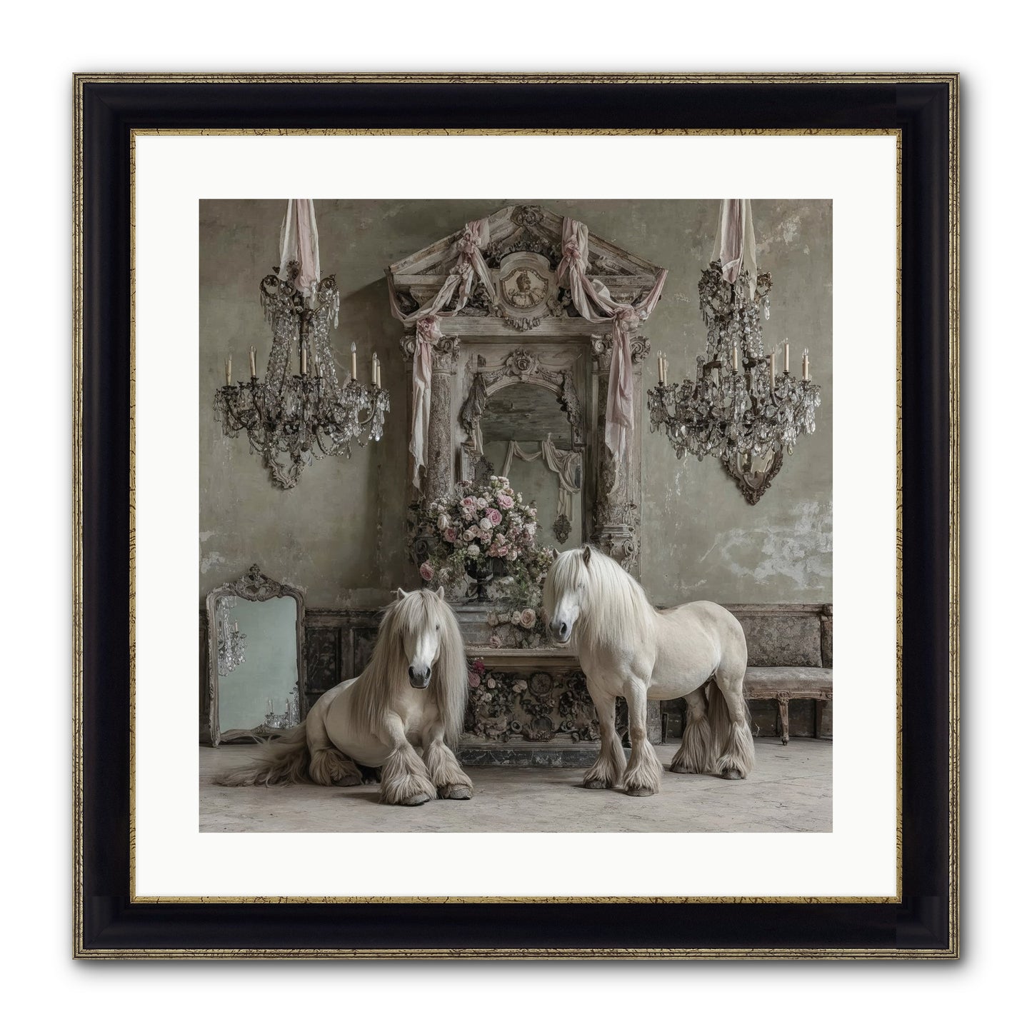 Meadowfield Etiquette Framed Print - Black & Gold 20x20