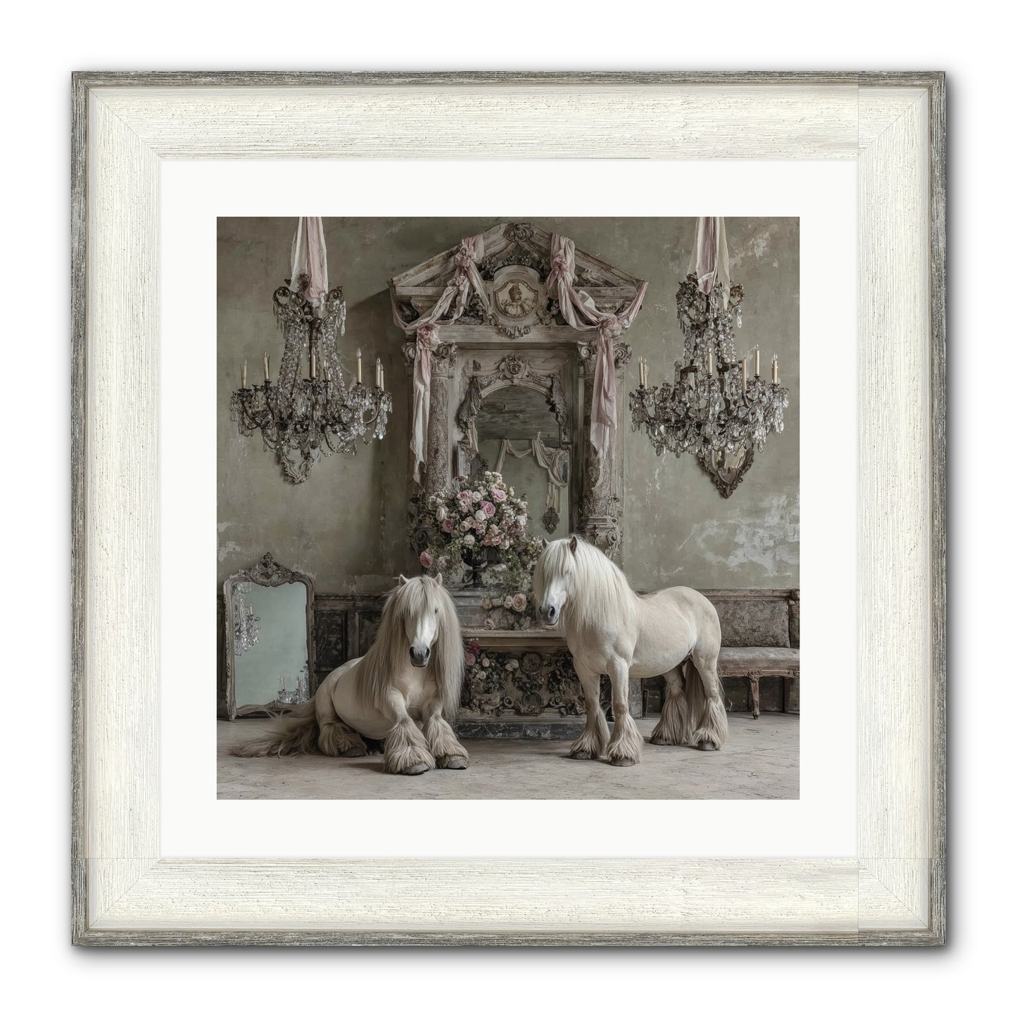 Meadowfield Etiquette Framed Print - Driftwood White 20x20