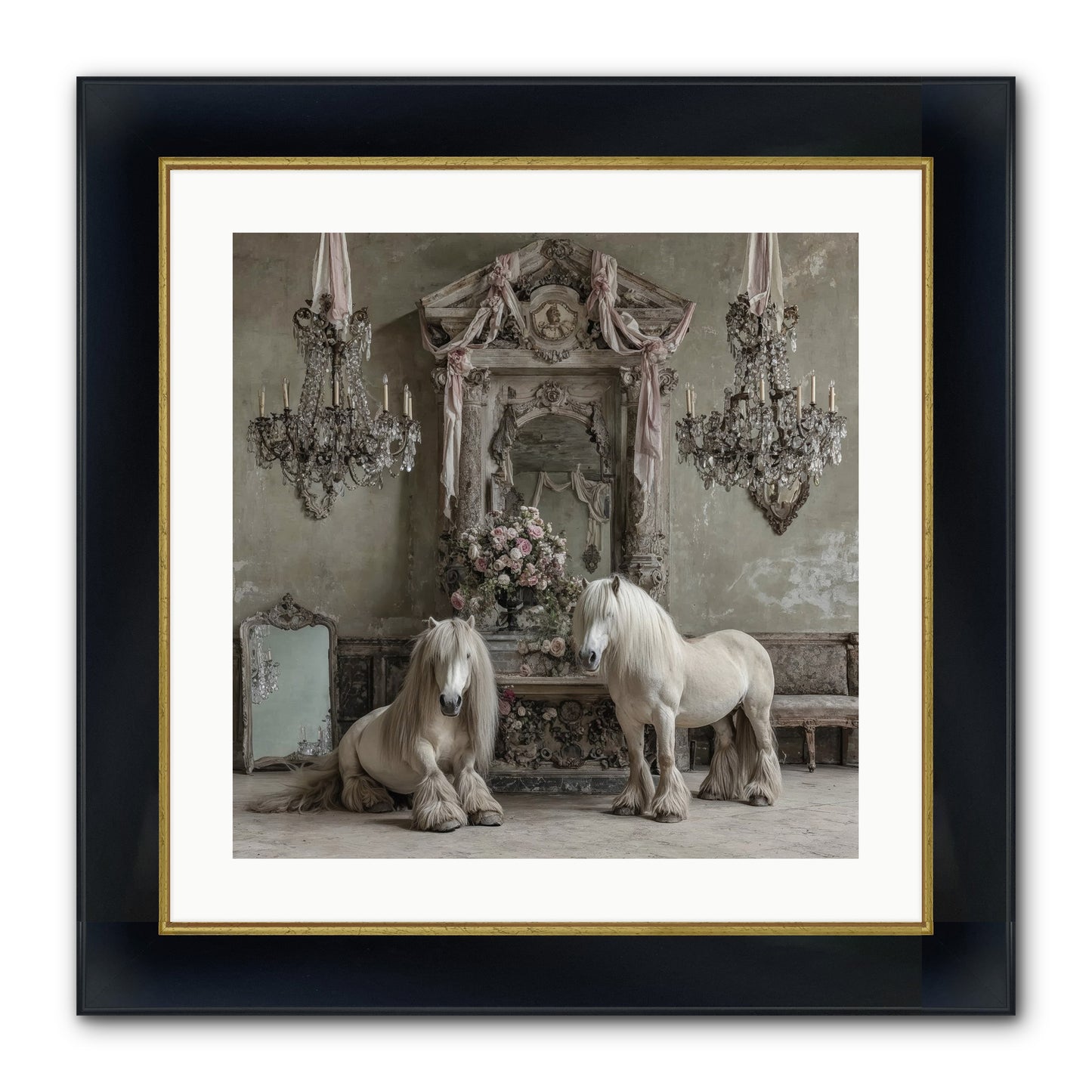 Meadowfield Etiquette Framed Print - Wide Black w/Gold 20x20