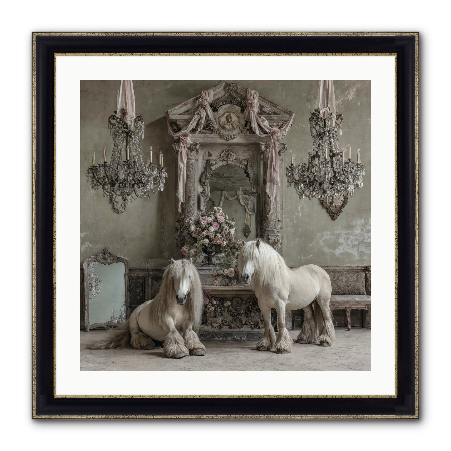 Meadowfield Etiquette Framed Print - Black & Gold 24x24