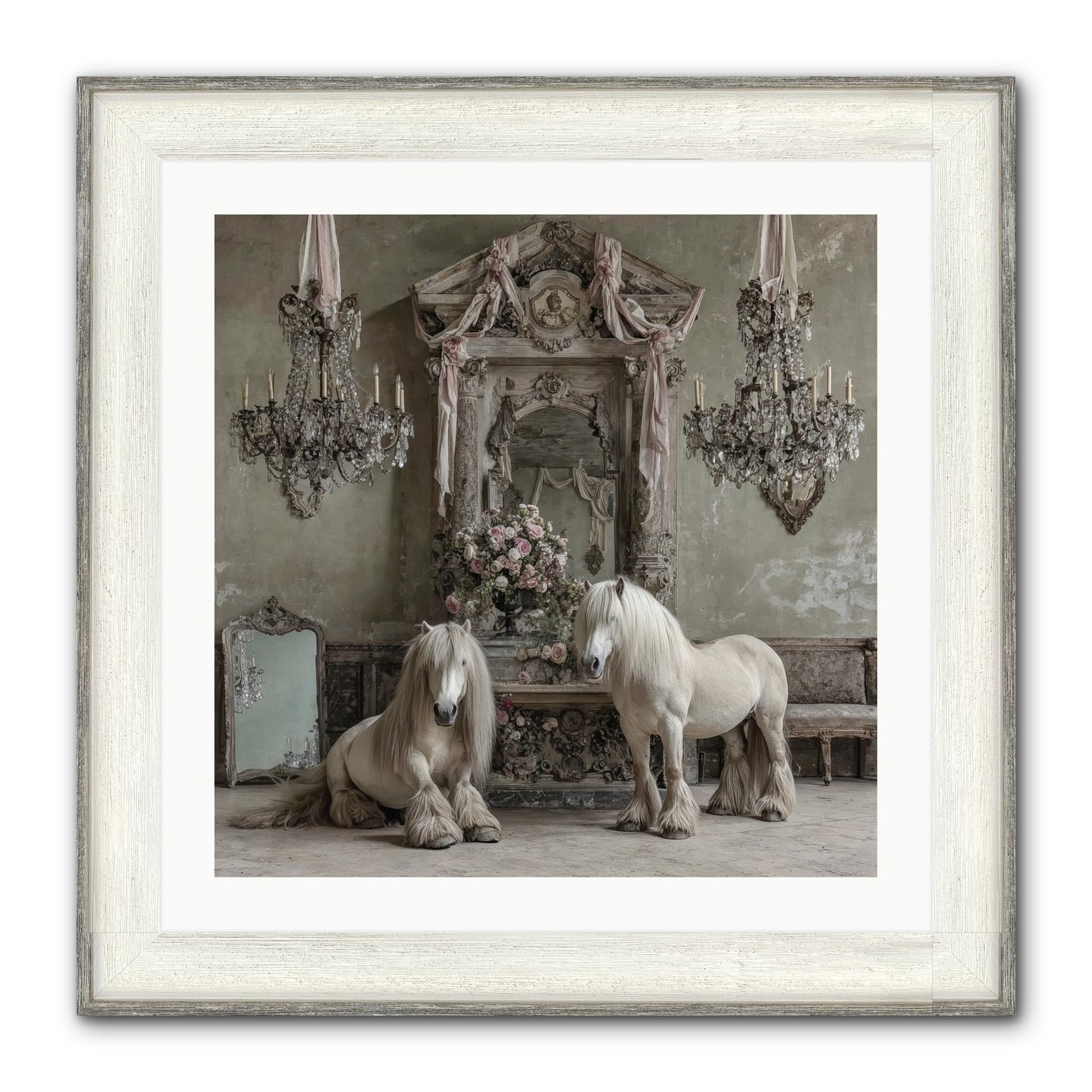 Meadowfield Etiquette Framed Print - Driftwood White 24x24