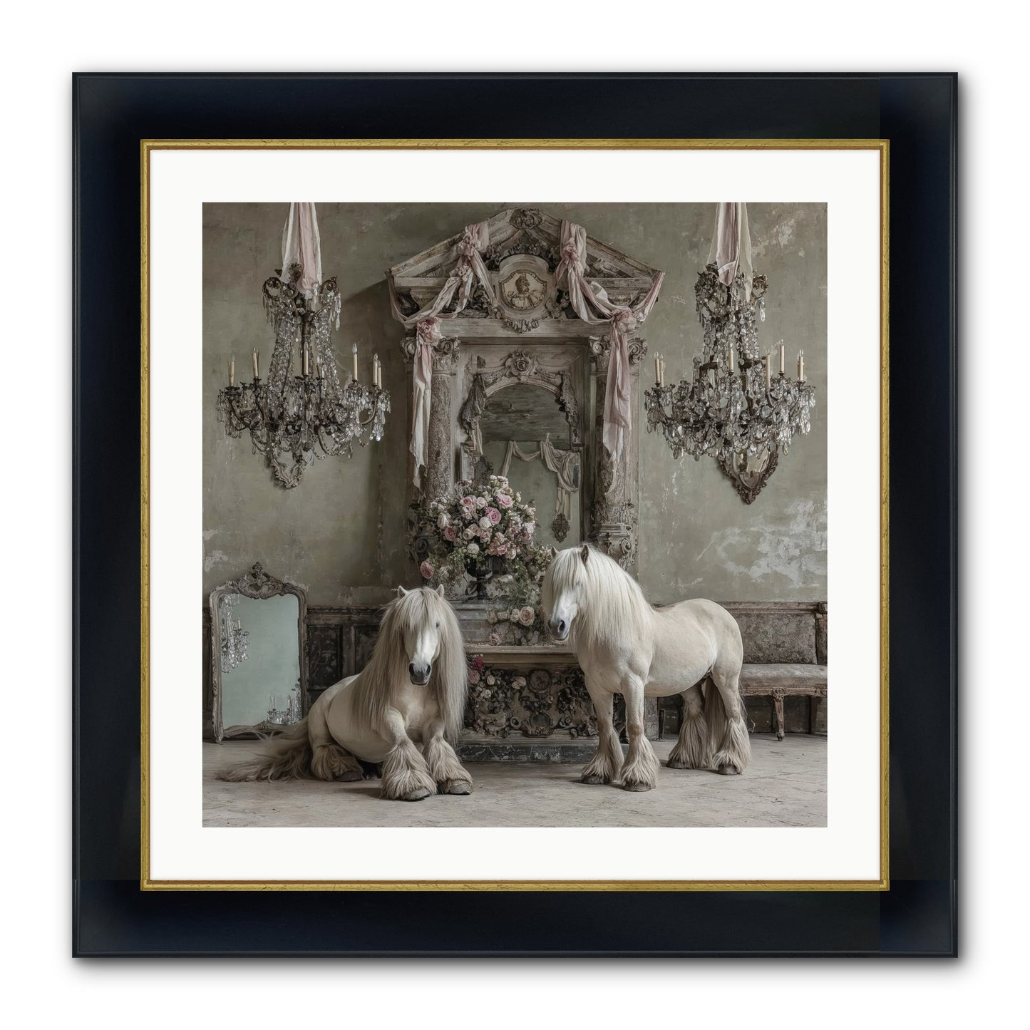 Meadowfield Etiquette Framed Print - Wide Black w/Gold 24x24