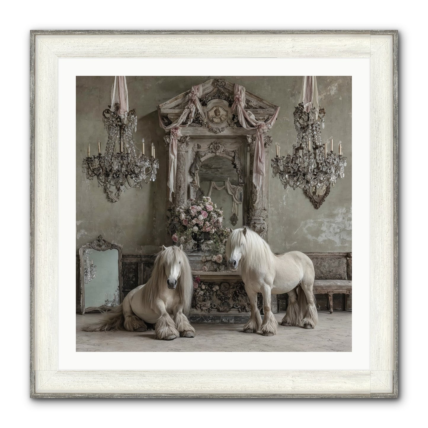 Meadowfield Etiquette Framed Print - Driftwood White 30x30