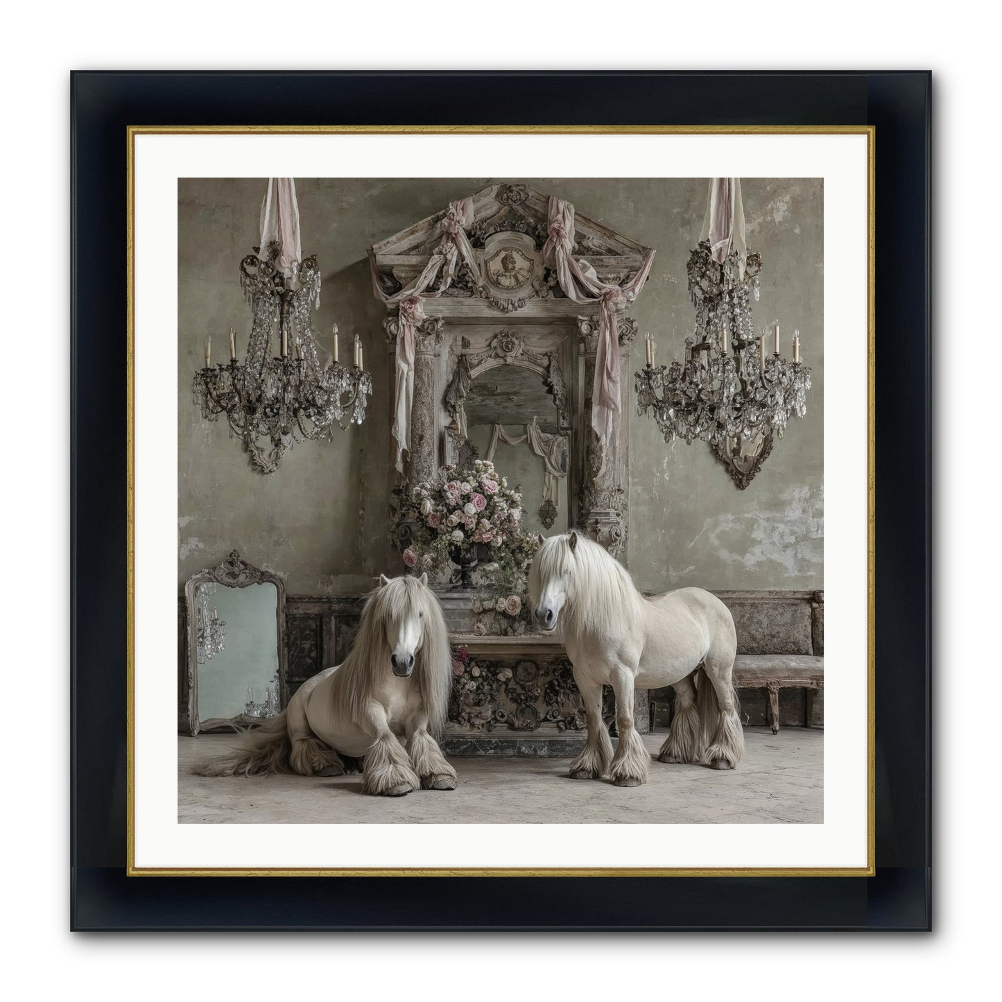 Meadowfield Etiquette Framed Print - Wide Black w/Gold 30x30
