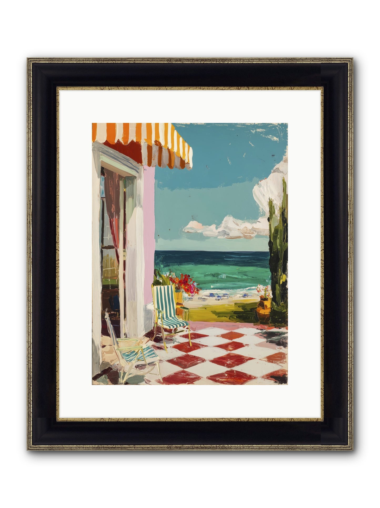 Meditation Deck Framed Print - Black & Gold 12x16
