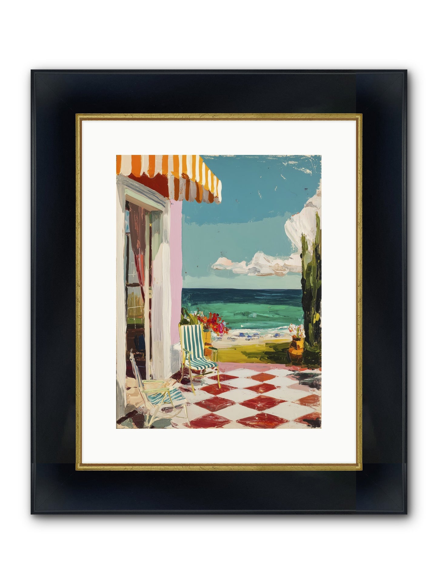 Meditation Deck Framed Print - Wide Black w/Gold 12x16