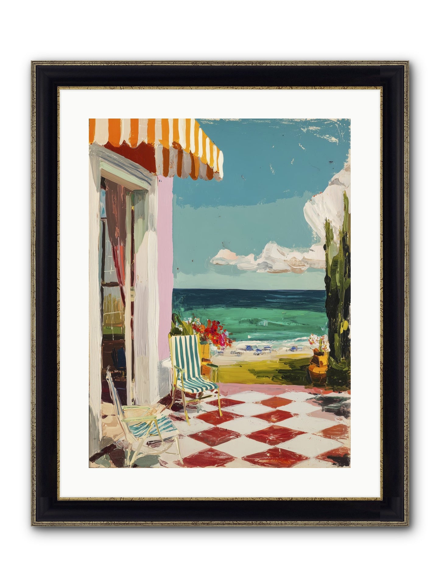 Meditation Deck Framed Print - Black & Gold 18x24