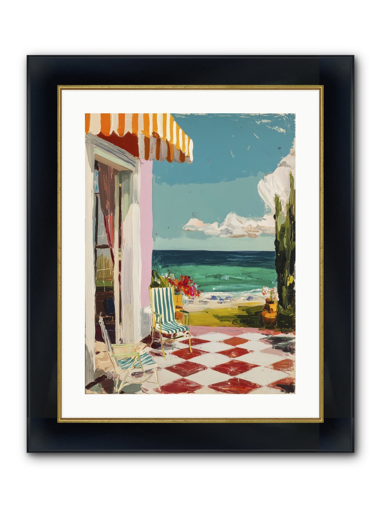 Meditation Deck Framed Print - Wide Black w/Gold 18x24