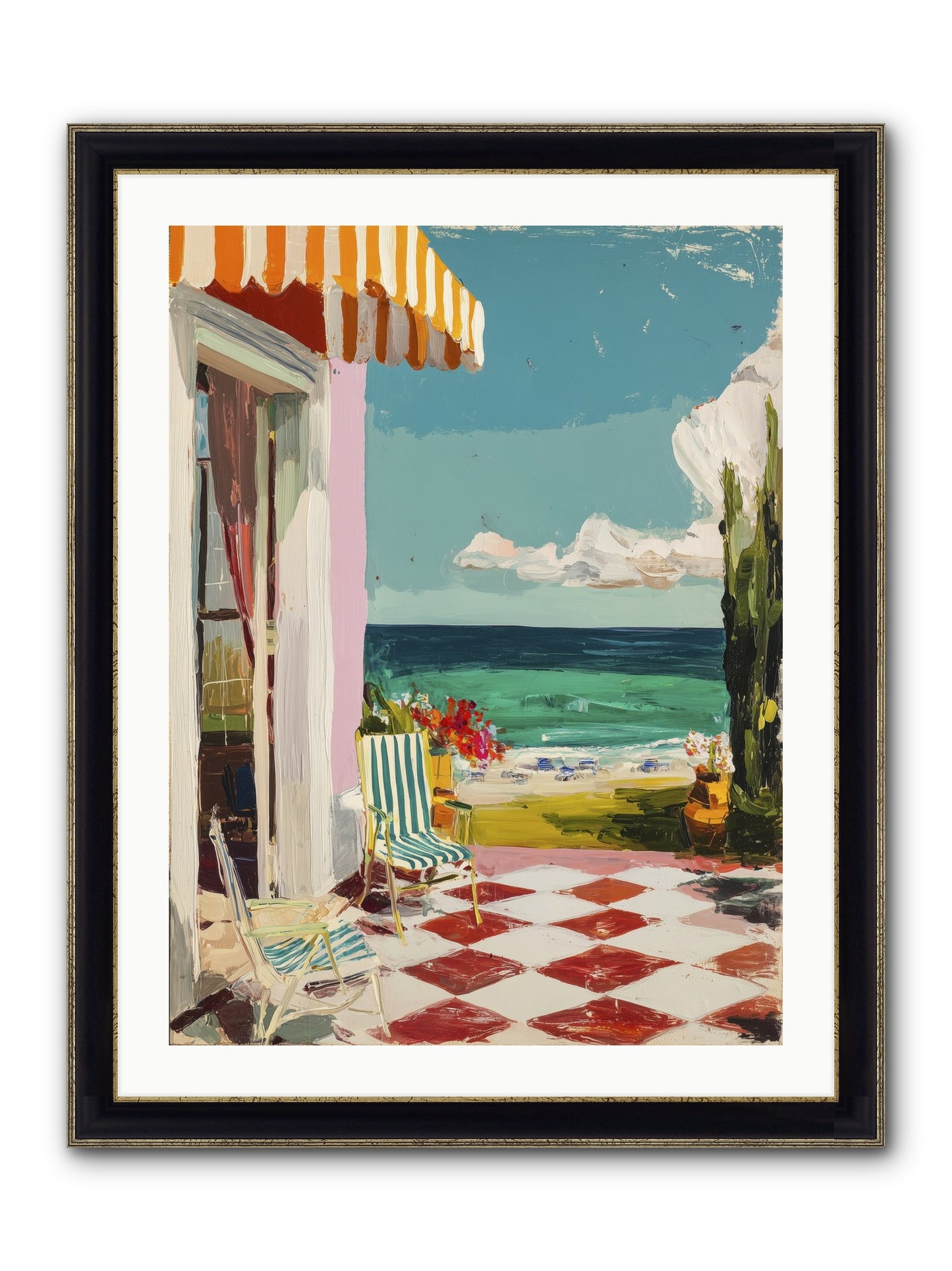 Meditation Deck Framed Print - Black & Gold 24x32