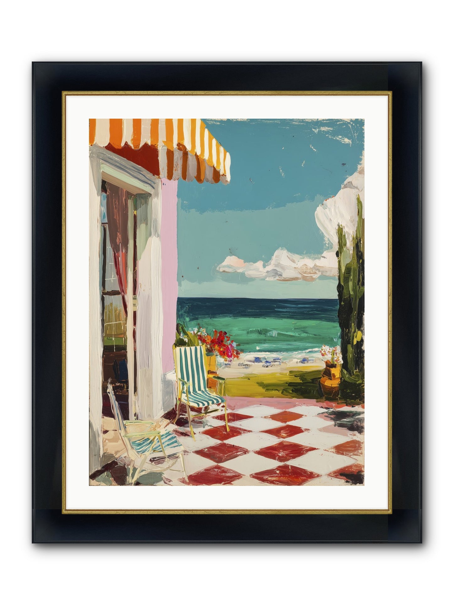Meditation Deck Framed Print - Wide Black w/Gold 24x32
