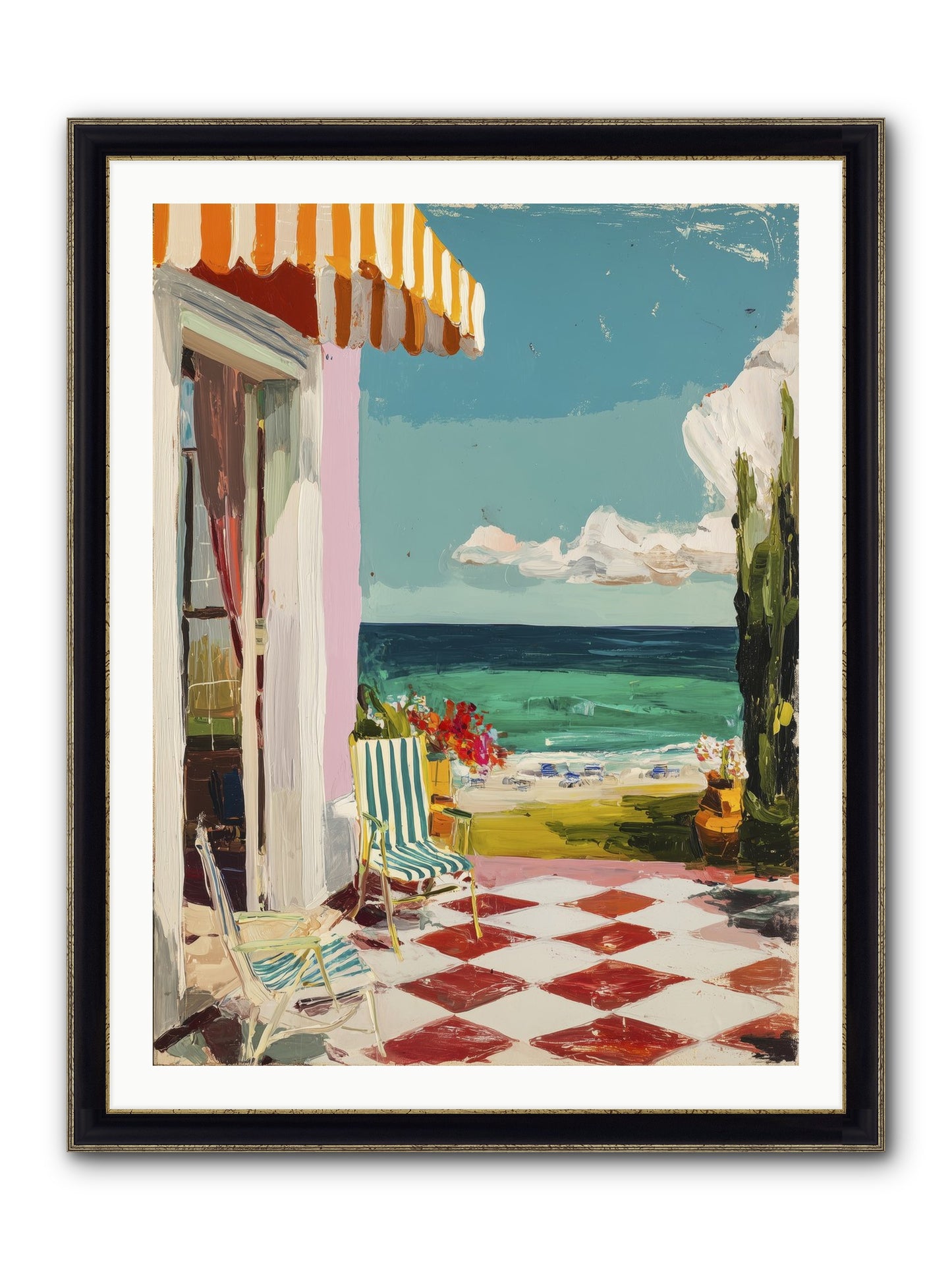 Meditation Deck Framed Print - Black & Gold 30x40