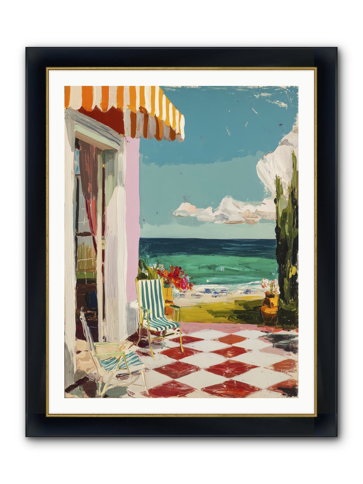 Meditation Deck Framed Print - Wide Black w/Gold 30x40