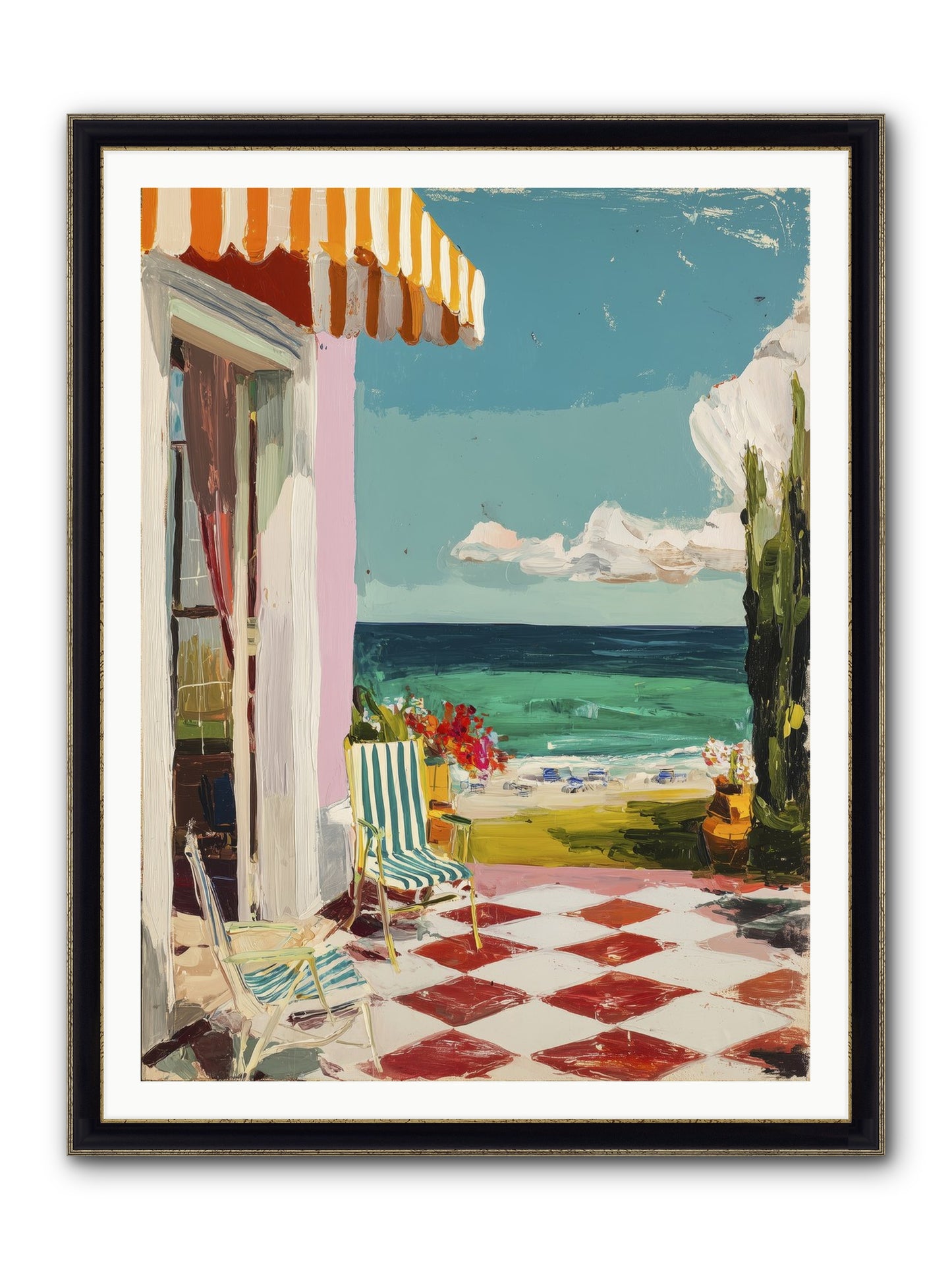Meditation Deck Framed Print - Black & Gold 36x48