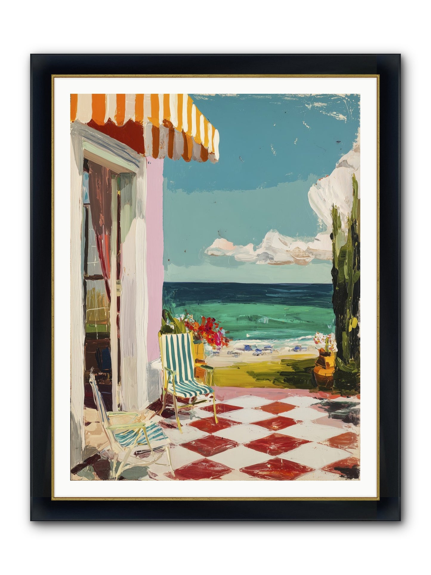 Meditation Deck Framed Print - Wide Black w/Gold 36x48