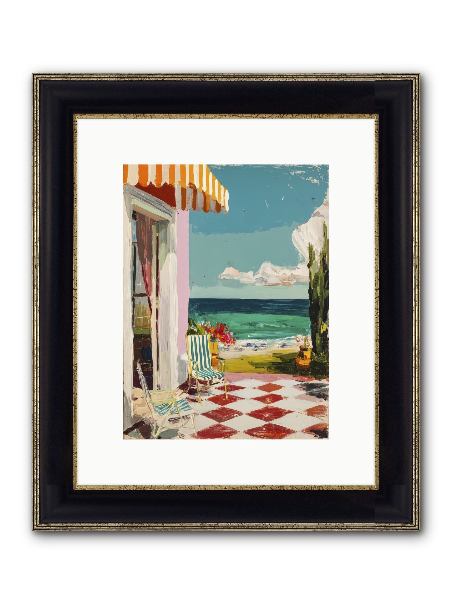 Meditation Deck Framed Print - Black & Gold 9x12