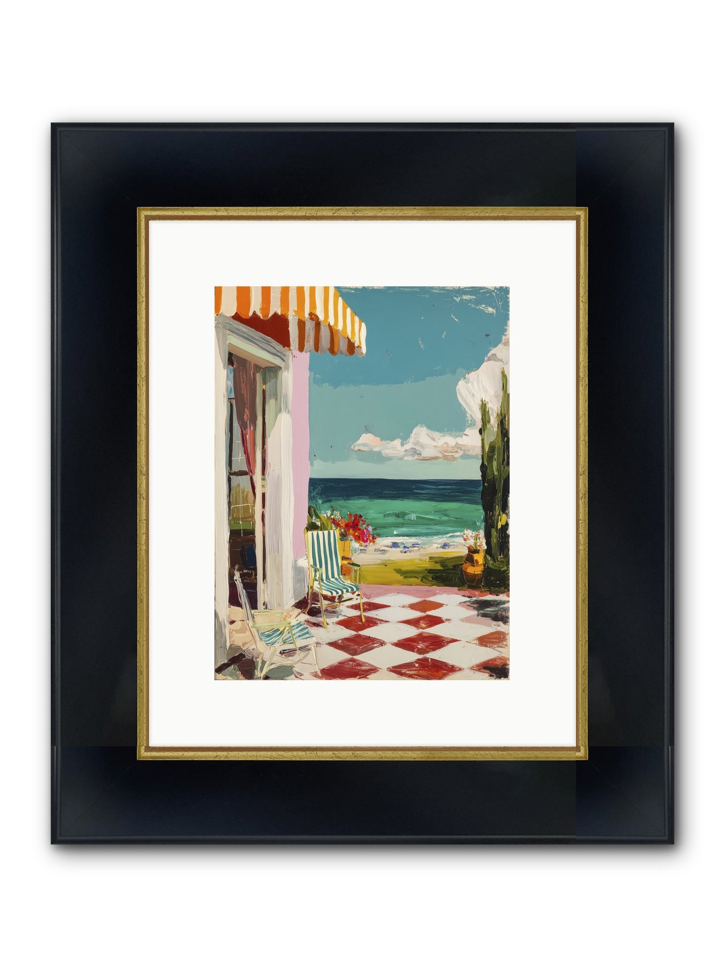 Meditation Deck Framed Print - Wide Black w/Gold 9x12