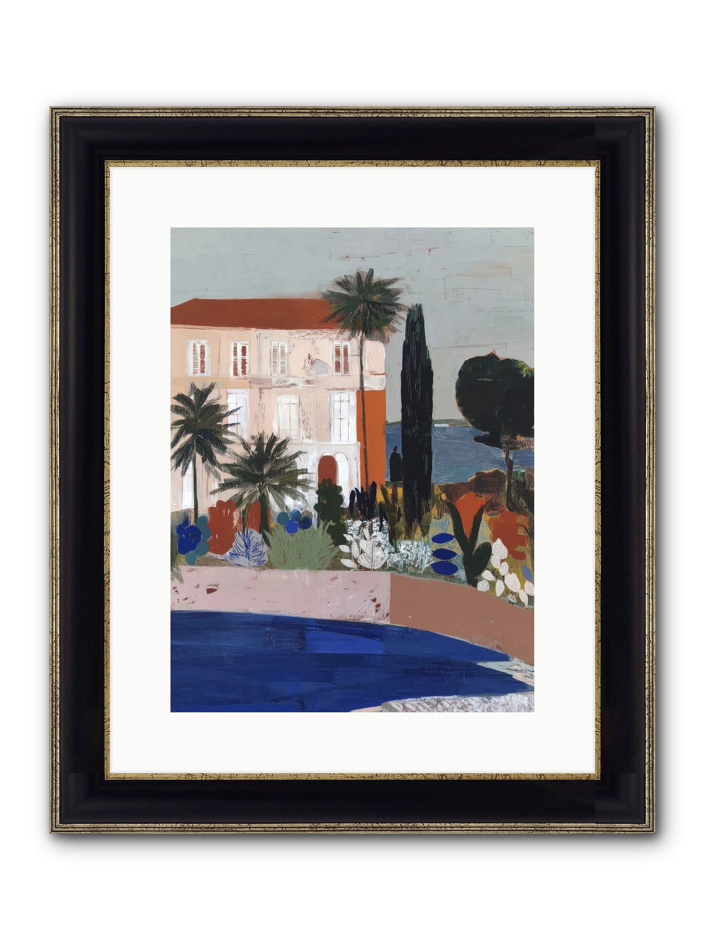 Meditation Perch Framed Print - Black & Gold 12x16