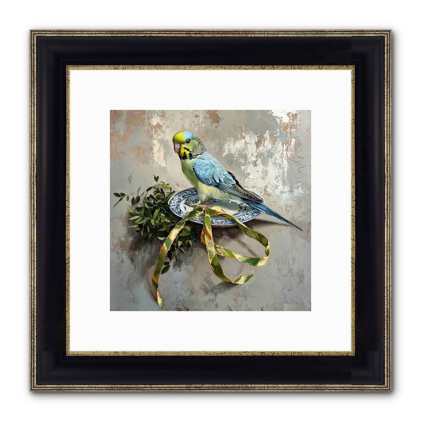 Melodious Perch Framed Print - Black & Gold 10x10