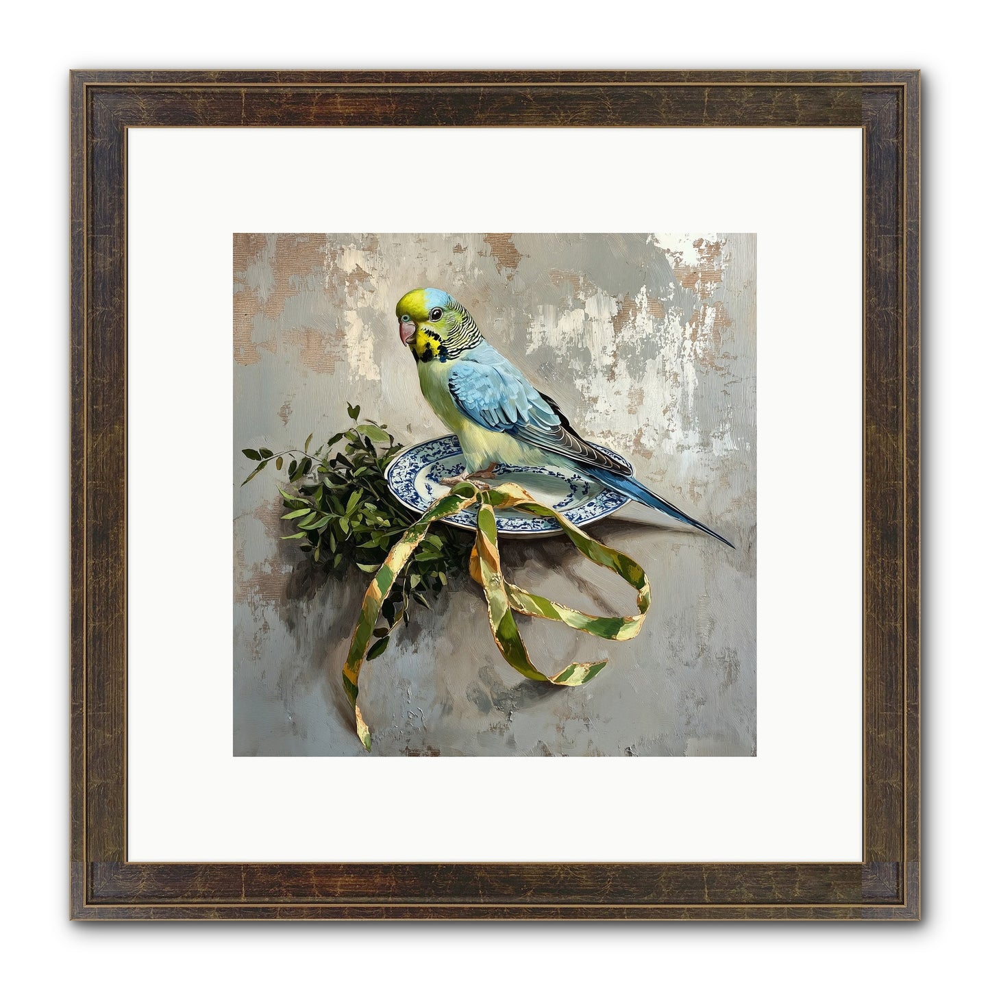 Melodious Perch Framed Print - Slimwoods Black/Gold 10x10
