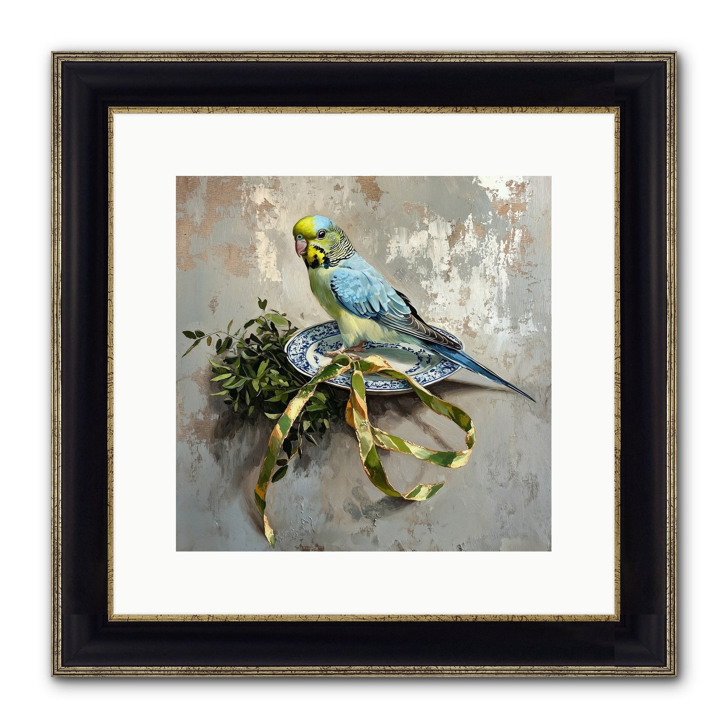 Melodious Perch Framed Print - Black & Gold 12x12