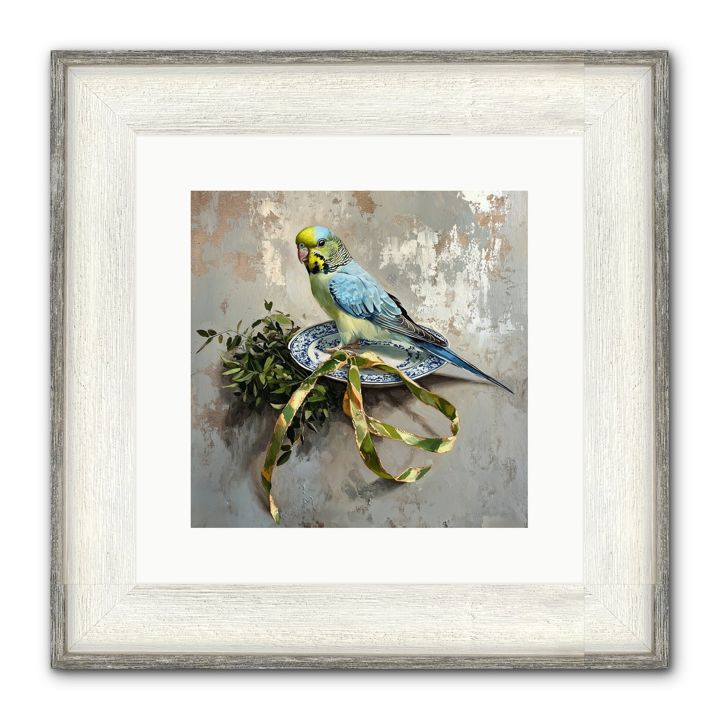 Melodious Perch Framed Print - Driftwood White 12x12