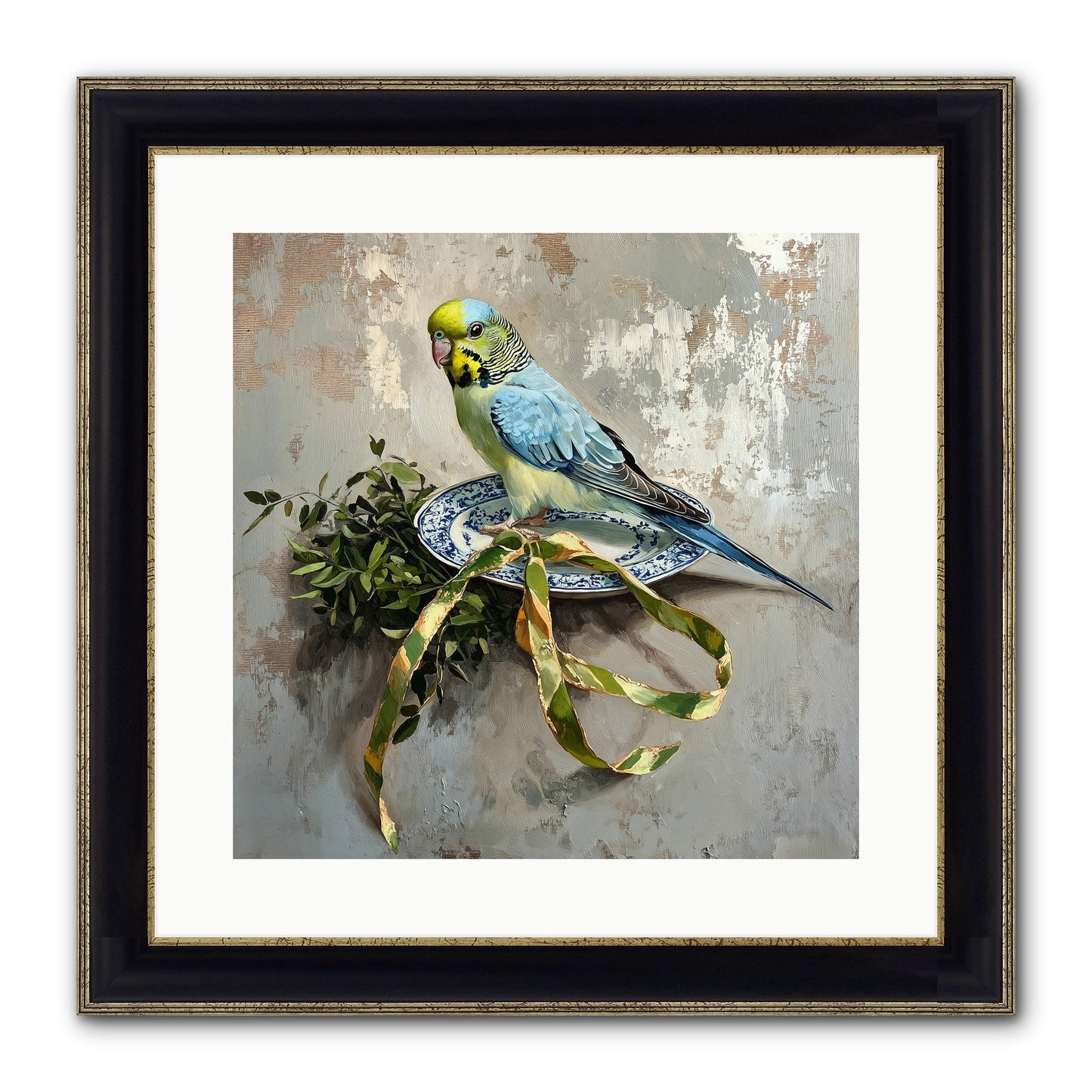 Melodious Perch Framed Print - Black & Gold 16x16