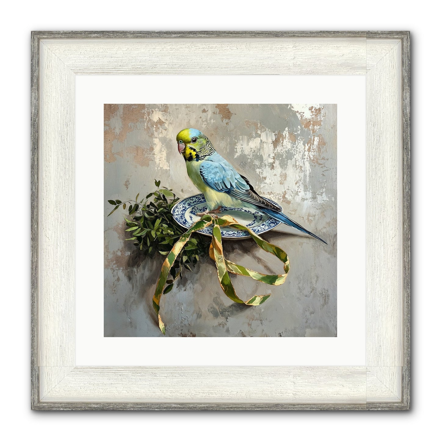 Melodious Perch Framed Print - Driftwood White 16x16