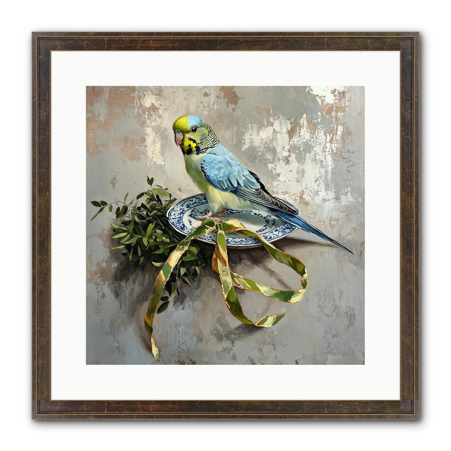 Melodious Perch Framed Print - Slimwoods Black/Gold 16x16