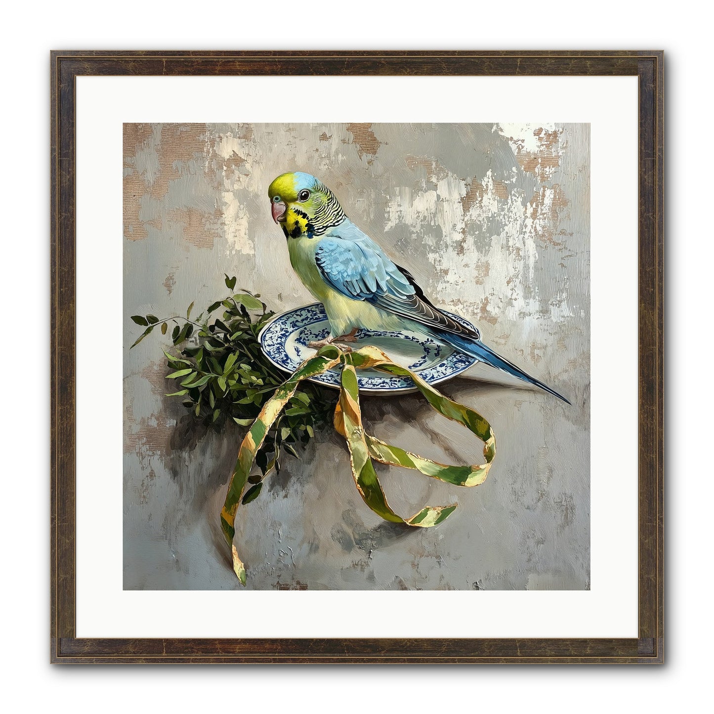 Melodious Perch Framed Print - Slimwoods Black/Gold 20x20