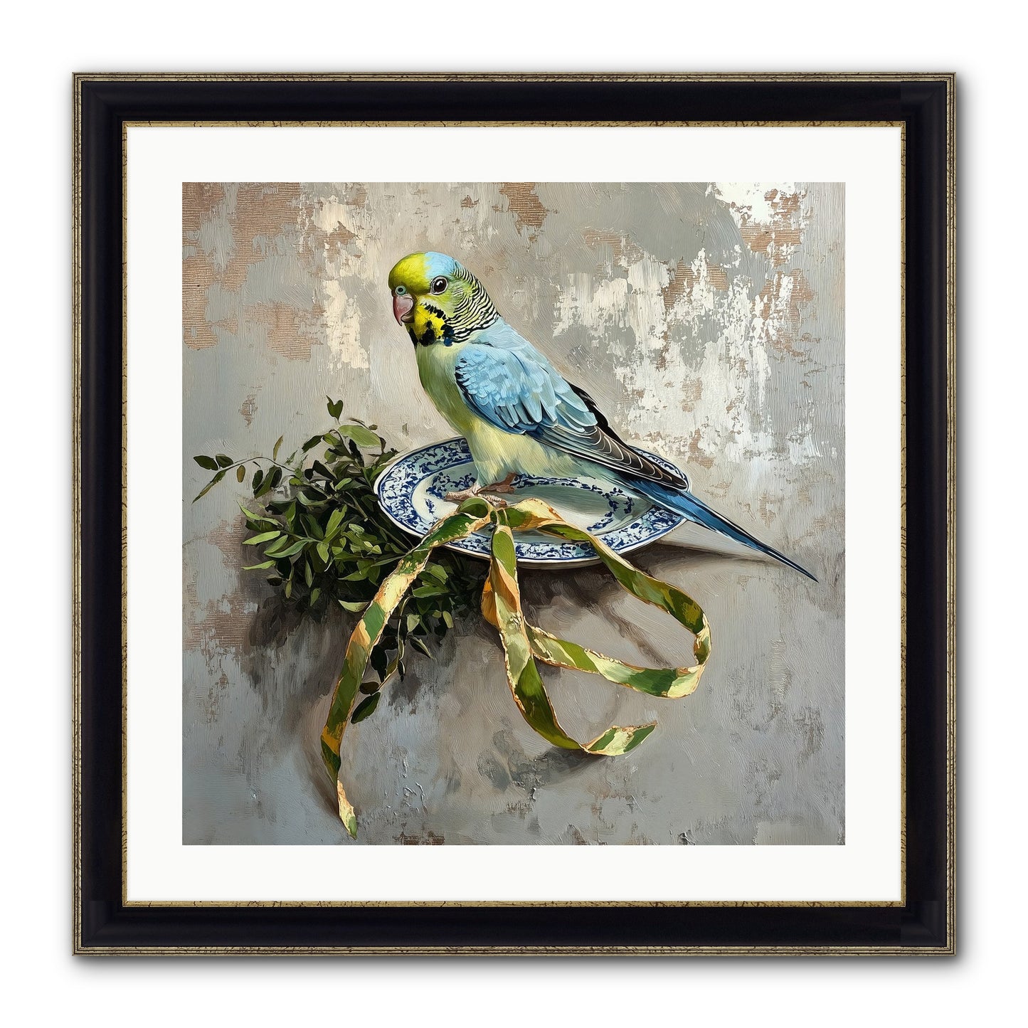 Melodious Perch Framed Print - Black & Gold 24x24