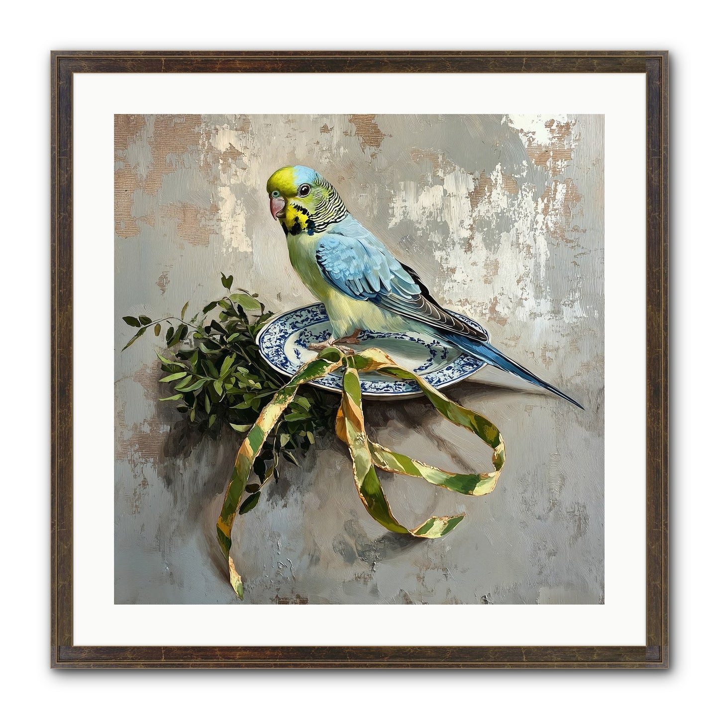Melodious Perch Framed Print - Slimwoods Black/Gold 24x24