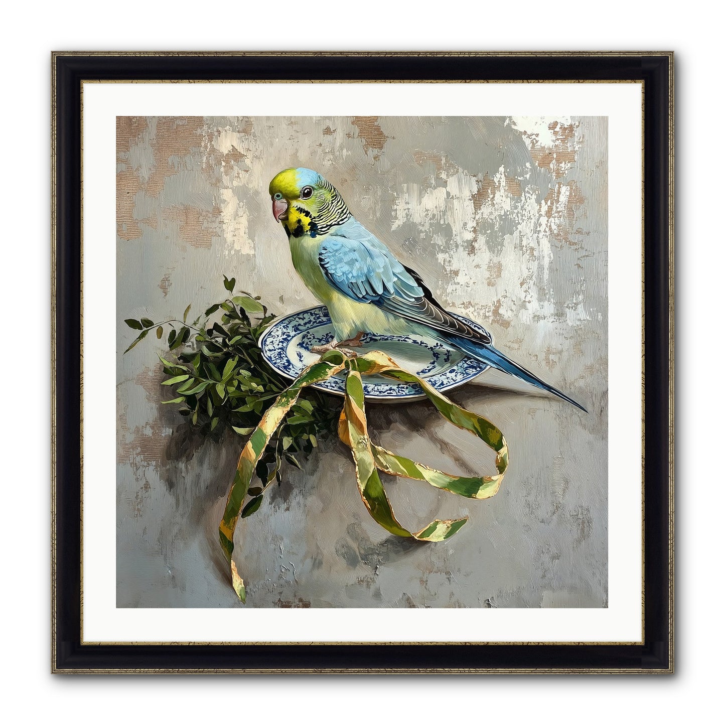 Melodious Perch Framed Print - Black & Gold 30x30