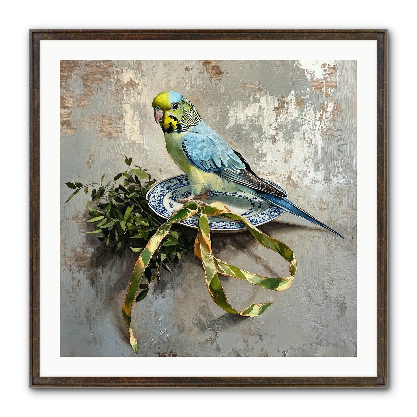 Melodious Perch Framed Print - Slimwoods Black/Gold 30x30