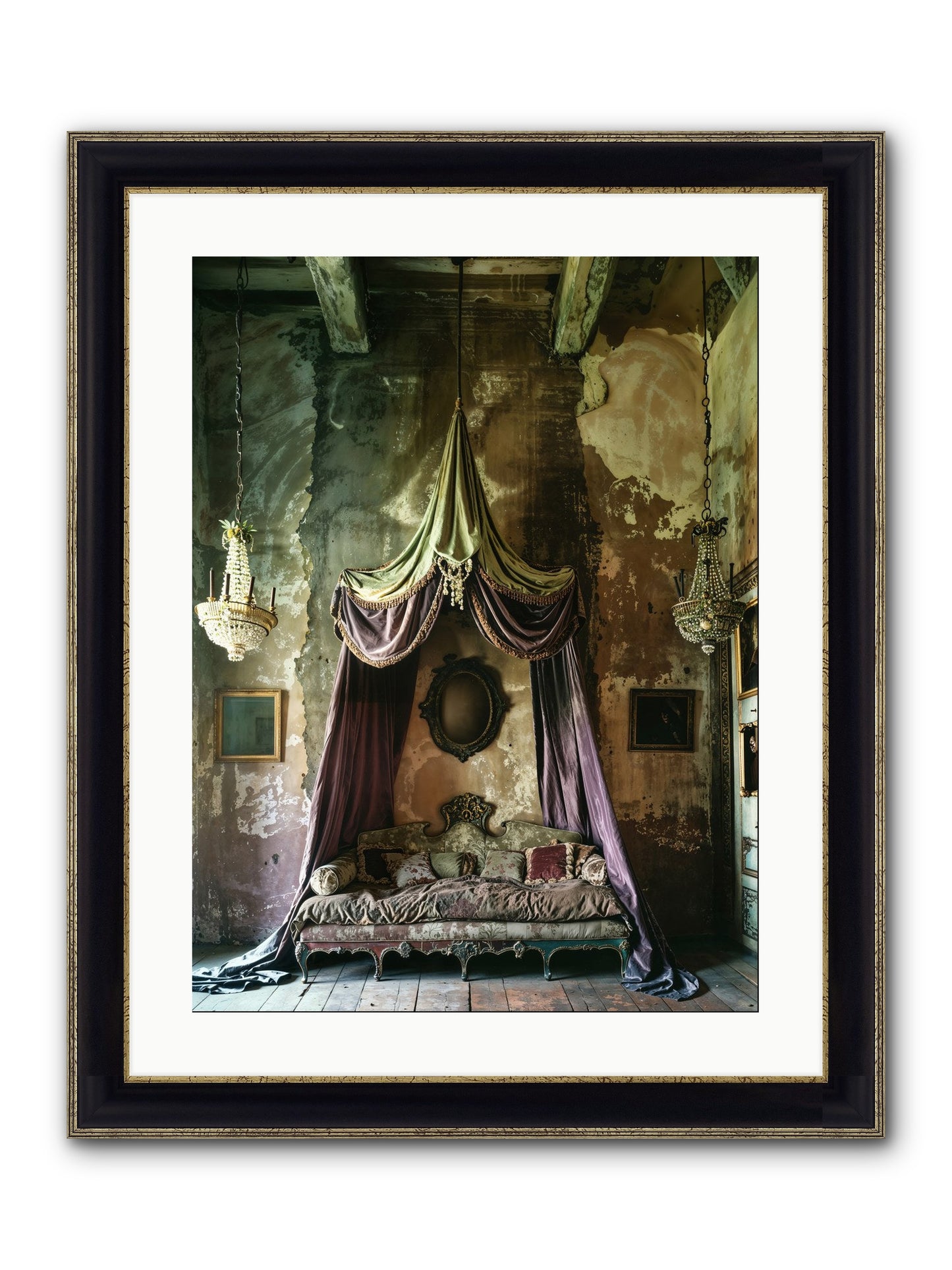 Memoirs Of A Gilded Slumber Framed Print - Black & Gold 18x24