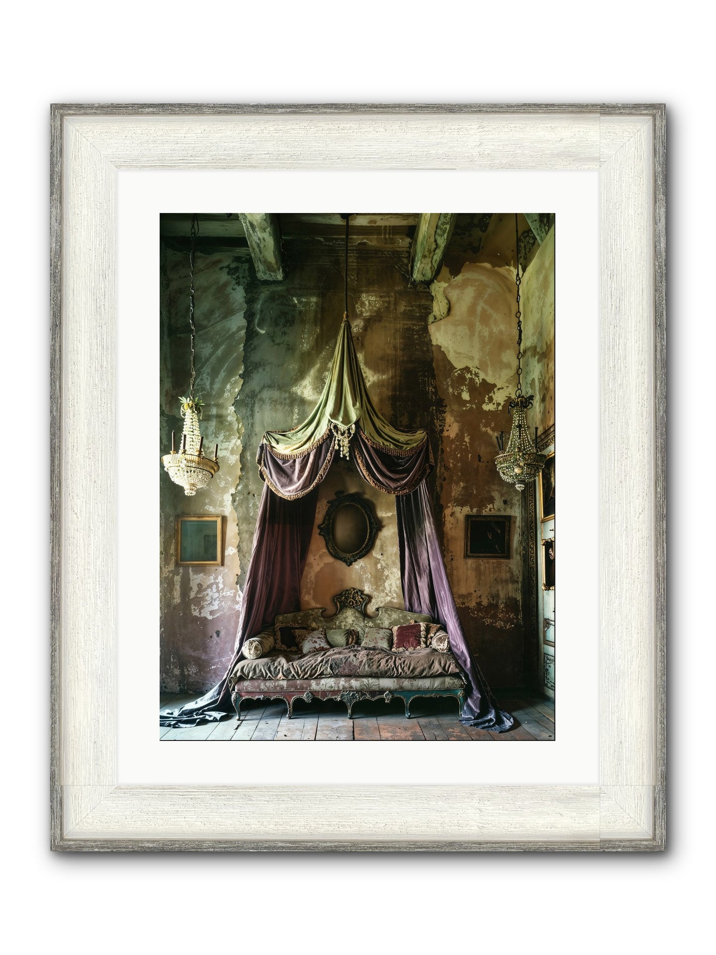 Memoirs Of A Gilded Slumber Framed Print - Driftwood White 18x24