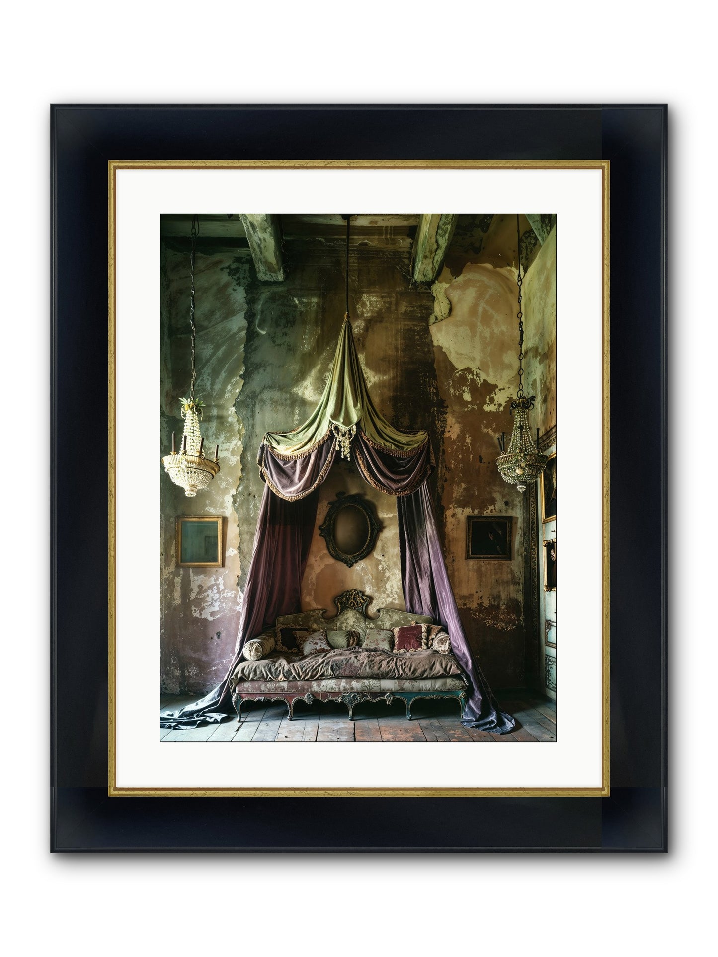 Memoirs Of A Gilded Slumber Framed Print - Wide Black w/Gold 18x24