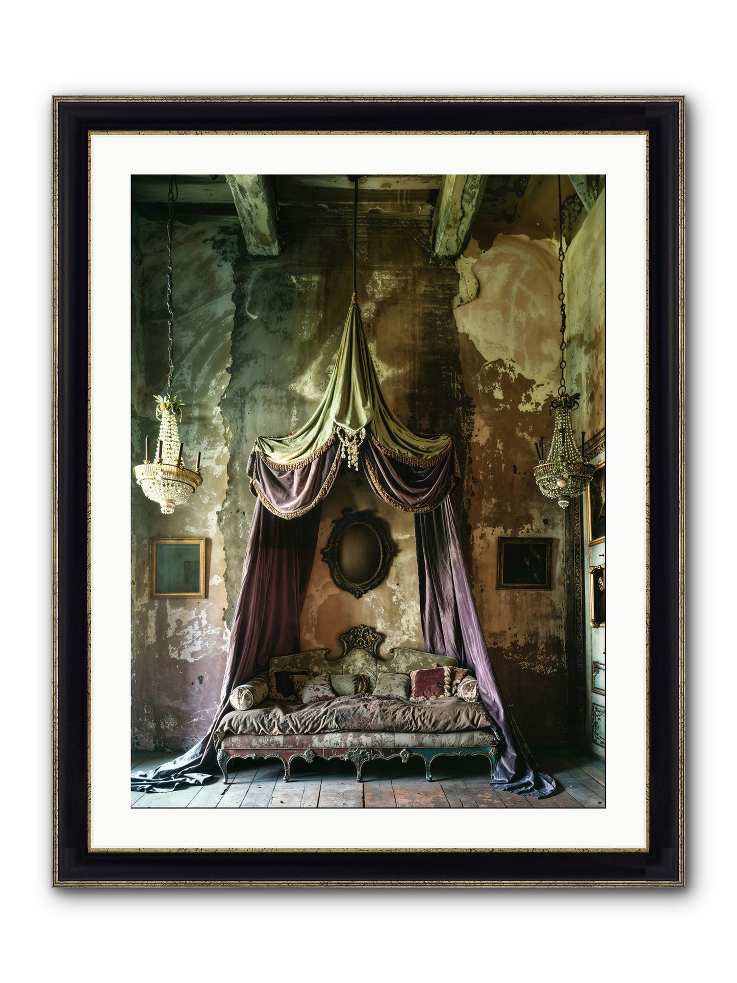 Memoirs Of A Gilded Slumber Framed Print - Black & Gold 24x32